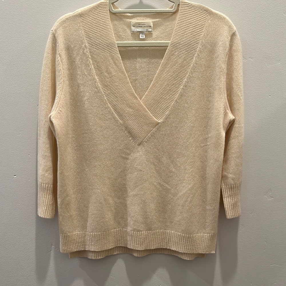 Women's Cream V-Neck Sweater